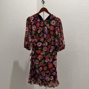 Marella Women's Black Ruched Floral-Print Dress Size US 6 $395